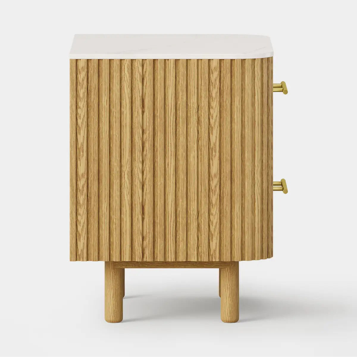 Nova Fluted Solid Oak Nightstand For Bedroom