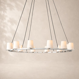 Paurenne Fabric Shade Round Chandelier 48
