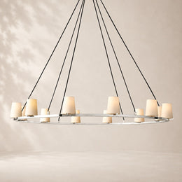 Paurenne Fabric Shade Round Chandelier 60