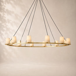 Paurenne Fabric Shade Round Chandelier 60