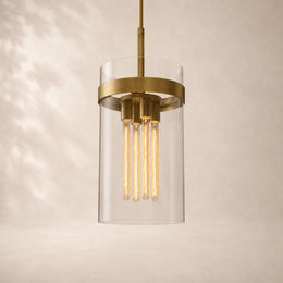 Viremont Modern Clear Glass Rod Pendant Light 12”D