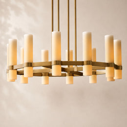 Viremont Modern Round Milk Glass Chandelier 36“D