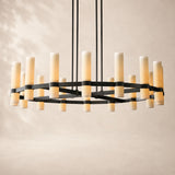 Viremont Modern Round Milk Glass Chandelier 48“D
