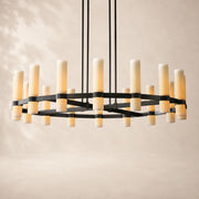 Viremont Modern Round Milk Glass Chandelier 48“D