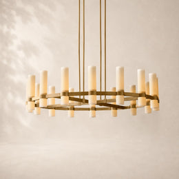Viremont Modern Round Milk Glass Chandelier 48“D