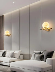 Retro Brass Twigs Alabaster Wall Lamp