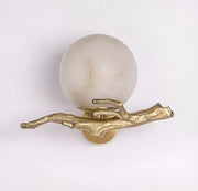 Retro Brass Twigs Alabaster Wall Lamp