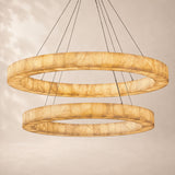 Rivessa Alabaster Two Tiered Round Chandelier 60