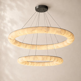 Rivessa Lisse Alabaster Two Tier Round Chandelier 60