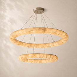 Rivessa Lisse Alabaster Two Tier Round Chandelier 60