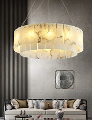 Rectangular Alabaster Round Chandelier