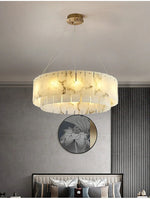 Rectangular Alabaster Round Chandelier