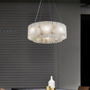 Rectangular Alabaster Round Chandelier