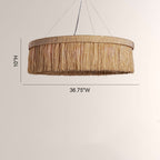 Jovyn Flat Round Hand-Strung Jute Fringe Chandelier