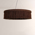 Jovyn Flat Round Hand-Strung Jute Fringe Chandelier