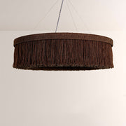 Jovyn Flat Round Hand-Strung Jute Fringe Chandelier