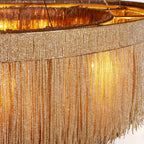 Jovyn Flat Round Hand-Strung Jute Fringe Chandelier