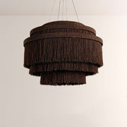 Jovyn Tiered Hand-Strung Jute Fringe Round Chandelier
