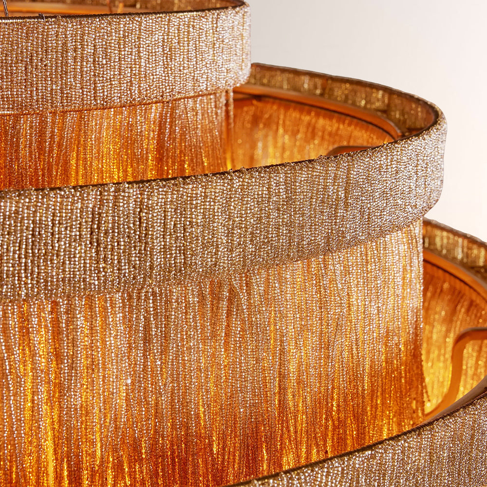 Jovyn Tiered Hand-Strung Jute Fringe Round Chandelier