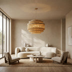 Jovyn Tiered Hand-Strung Jute Fringe Round Chandelier