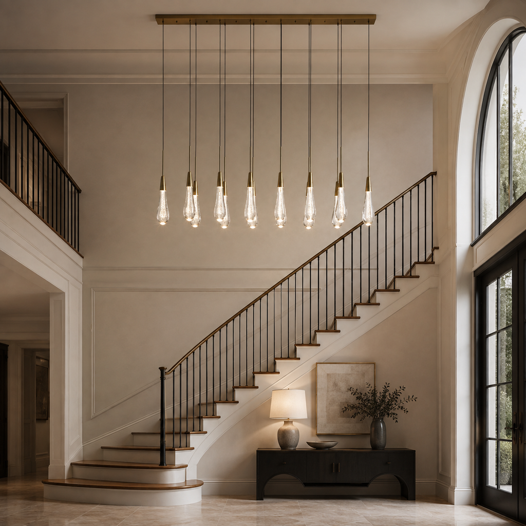 Ryvara Linear Raindrop Glass Chandelier