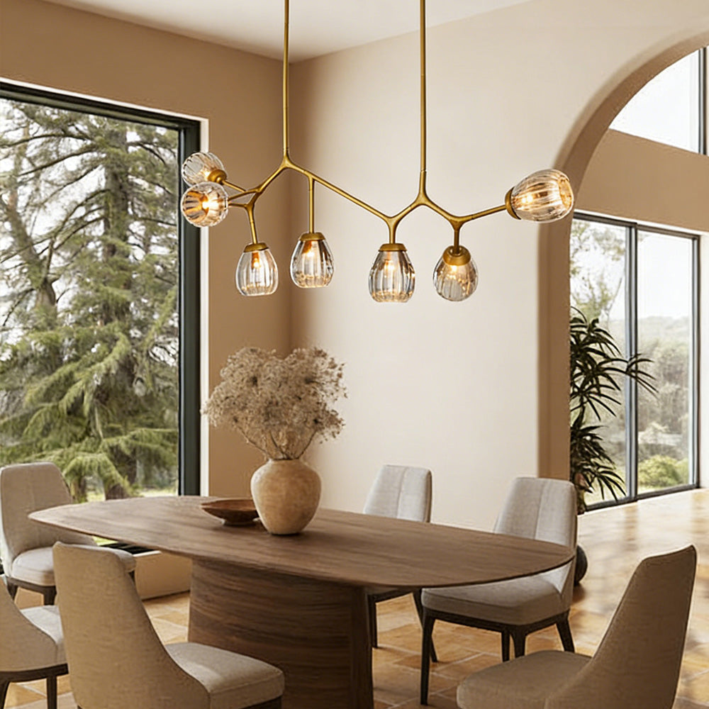 Renata Ribbed Smoke Glass Branch Linear Chandelier
