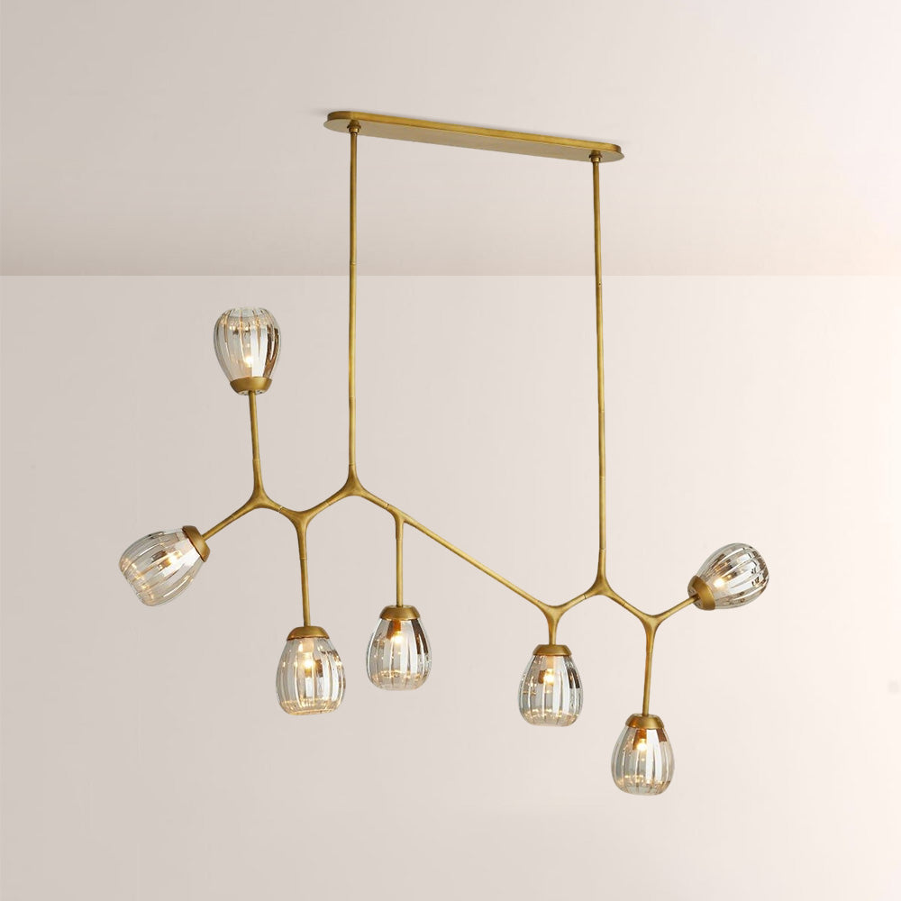 Renata Ribbed Smoke Glass Branch Linear Chandelier