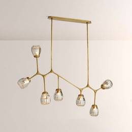Renata Ribbed Smoke Glass Branch Linear Chandelier