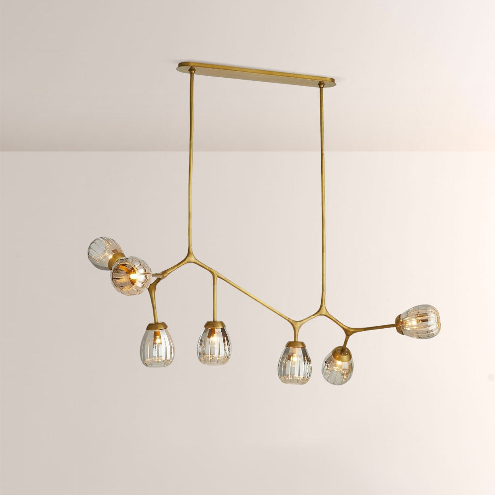 Renata Ribbed Smoke Glass Branch Linear Chandelier