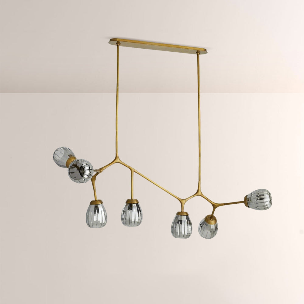 Renata Ribbed Smoke Glass Branch Linear Chandelier