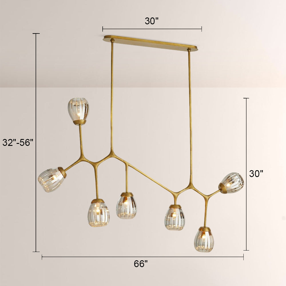 Renata Ribbed Smoke Glass Branch Linear Chandelier