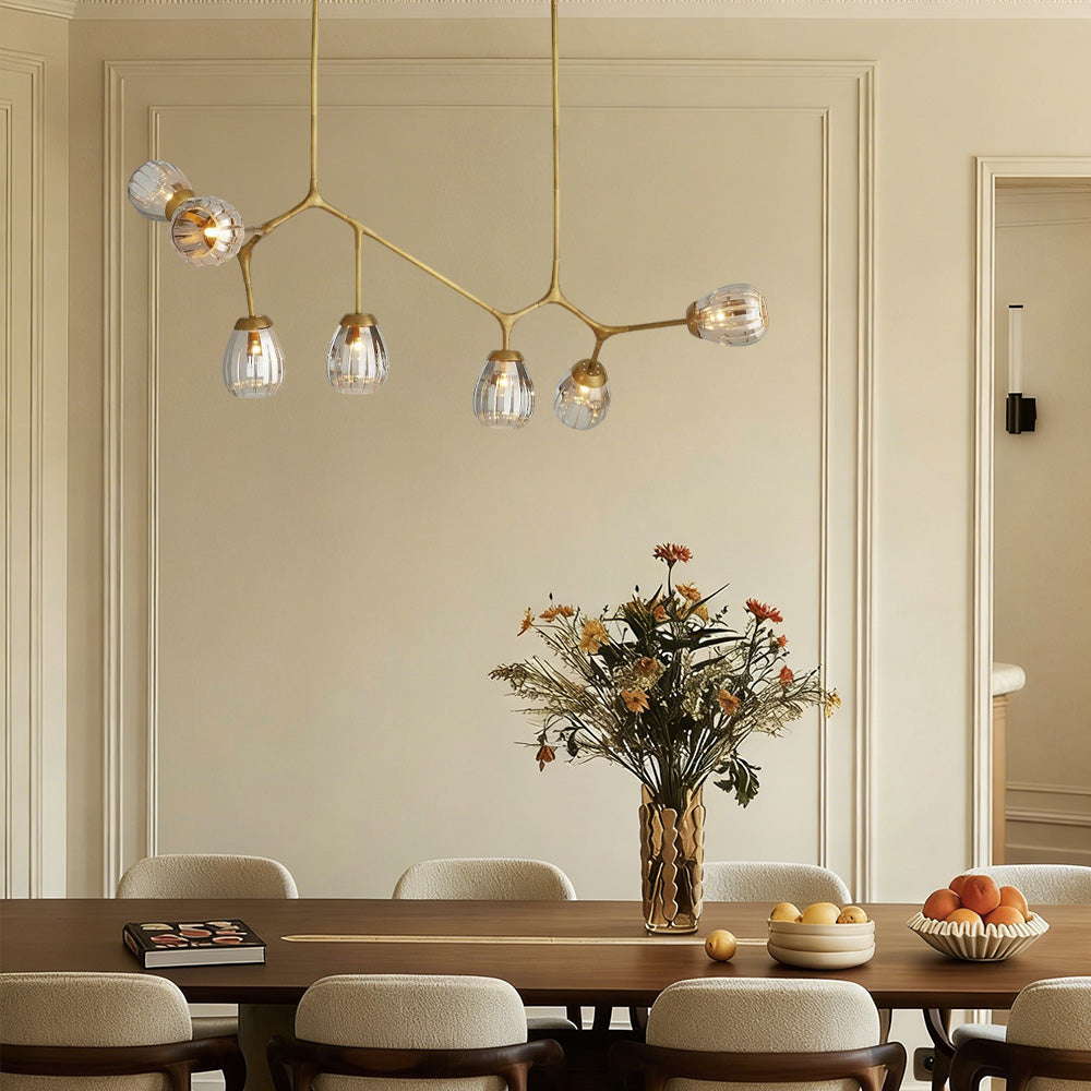 Renata Ribbed Smoke Glass Branch Linear Chandelier