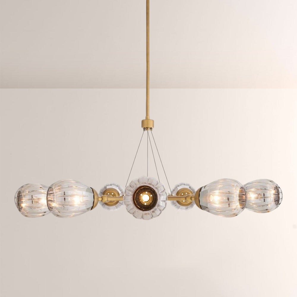 Renata Ribbed Smoke Glass Round Horizontal Chandelier