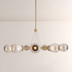 Renata Ribbed Smoke Glass Round Horizontal Chandelier