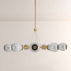 Renata Ribbed Smoke Glass Round Horizontal Chandelier