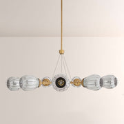Renata Ribbed Smoke Glass Round Horizontal Chandelier