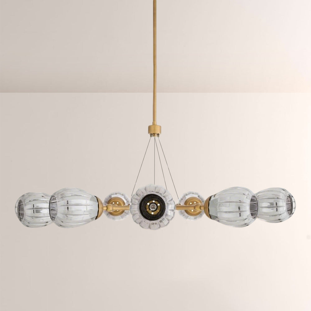 Renata Ribbed Smoke Glass Round Horizontal Chandelier