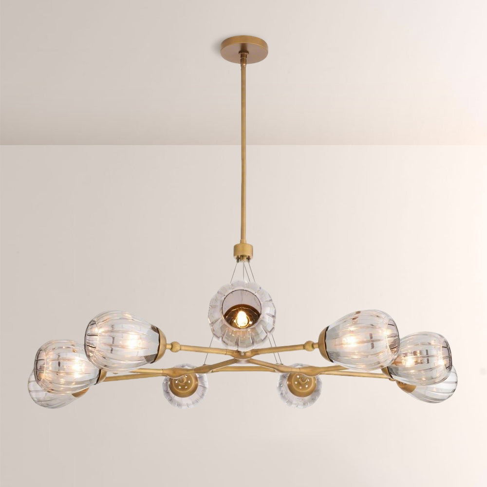 Renata Ribbed Smoke Glass Round Horizontal Chandelier