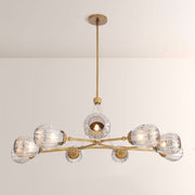 Renata Ribbed Smoke Glass Round Horizontal Chandelier