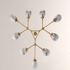 Renata Ribbed Smoke Glass Round Horizontal Chandelier