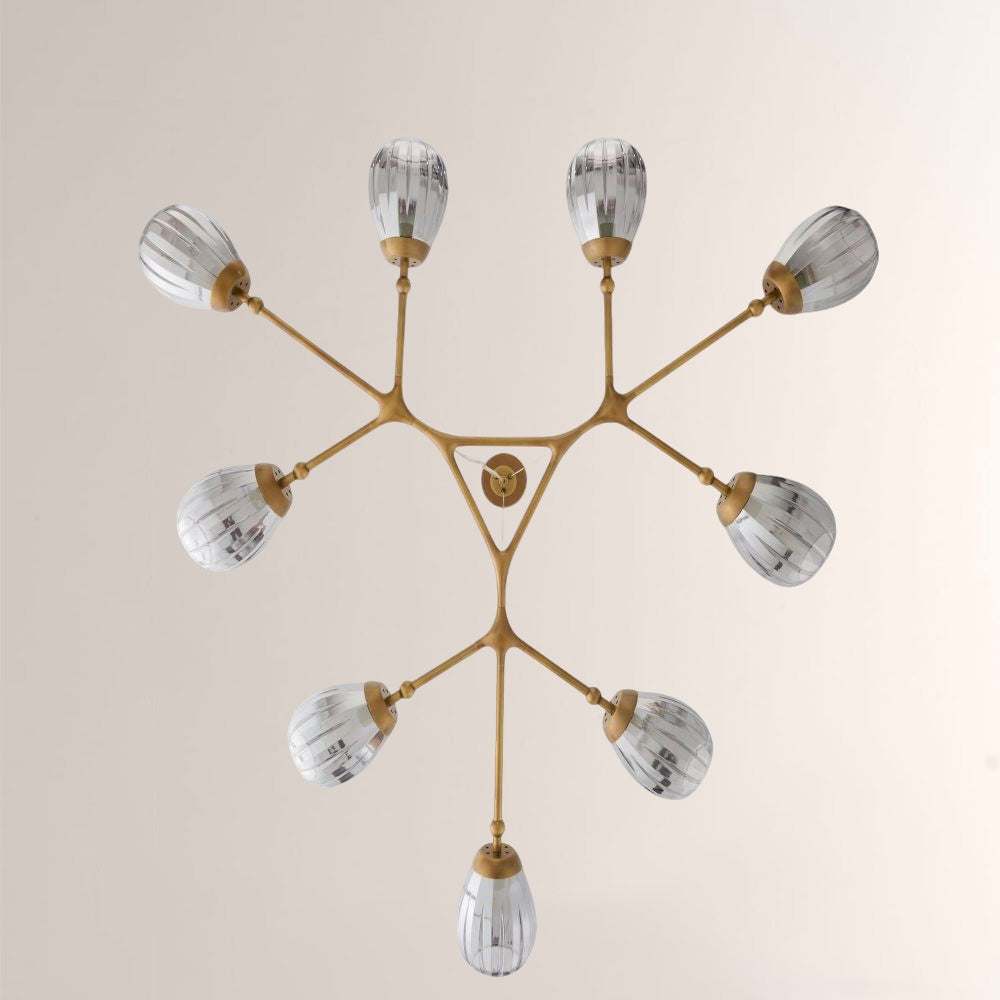 Renata Ribbed Smoke Glass Round Horizontal Chandelier