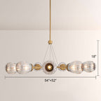 Renata Ribbed Smoke Glass Round Horizontal Chandelier
