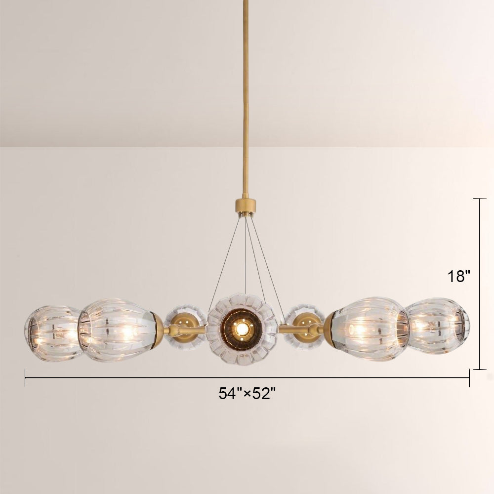 Renata Ribbed Smoke Glass Round Horizontal Chandelier