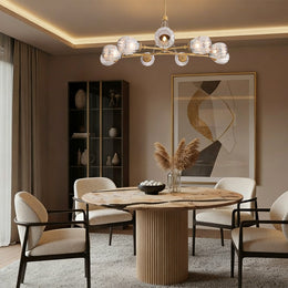 Renata Ribbed Smoke Glass Round Horizontal Chandelier