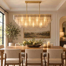 Sirevia Glass Rectangular Chandelier 59