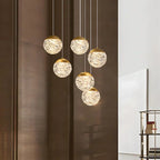 Spiral Pineapple Multi Glass Ball Staircase Chandelier