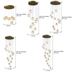 Spiral Pineapple Multi Glass Ball Staircase Chandelier