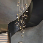 Staircase Lighting Chandelier LED Ring Cluster Rotating Ceiling Light