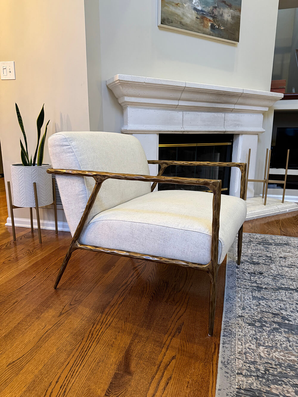Axton Forge Retro Silver Iron Frame Armchair For Living Room
