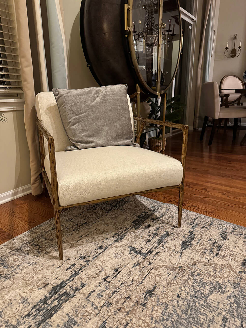 Axton Forge Retro Silver Iron Frame Armchair For Living Room